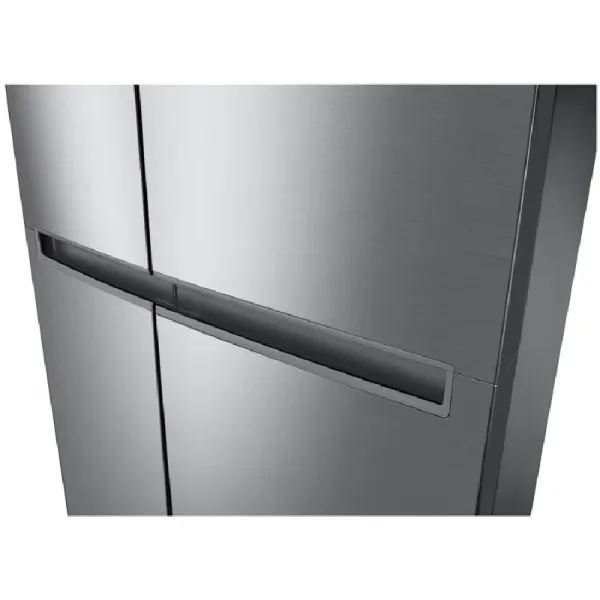 Inside LG 649 litre refrigerator showing Multi Air Flow, glass shelves and Moist Balance Crisper